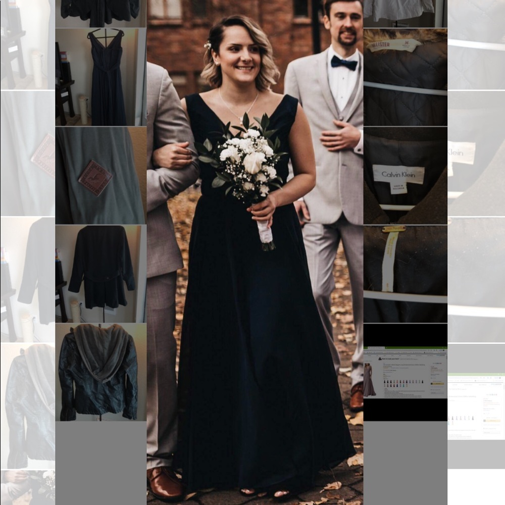 Yilis Double V Neck Long Bridesmaid Dress Chiffon